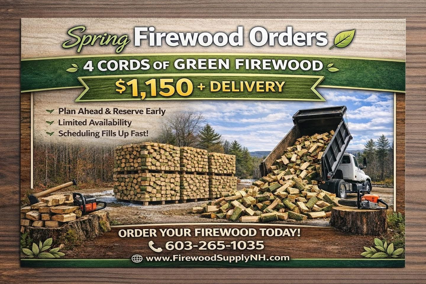 4 Cords of green firewood
